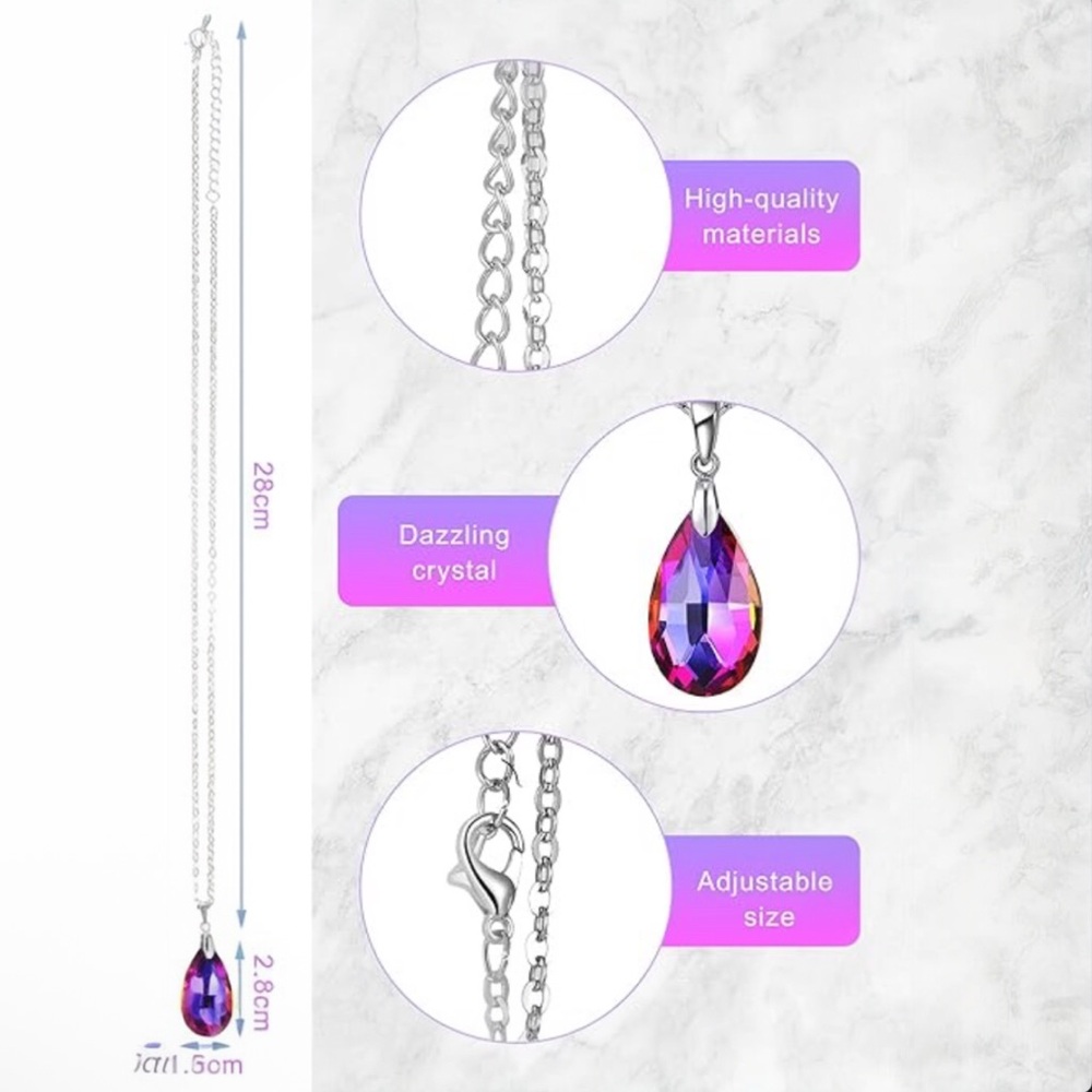 Teardrop Cubic Zirconia Necklace NEW (1) - Picture 3 of 13